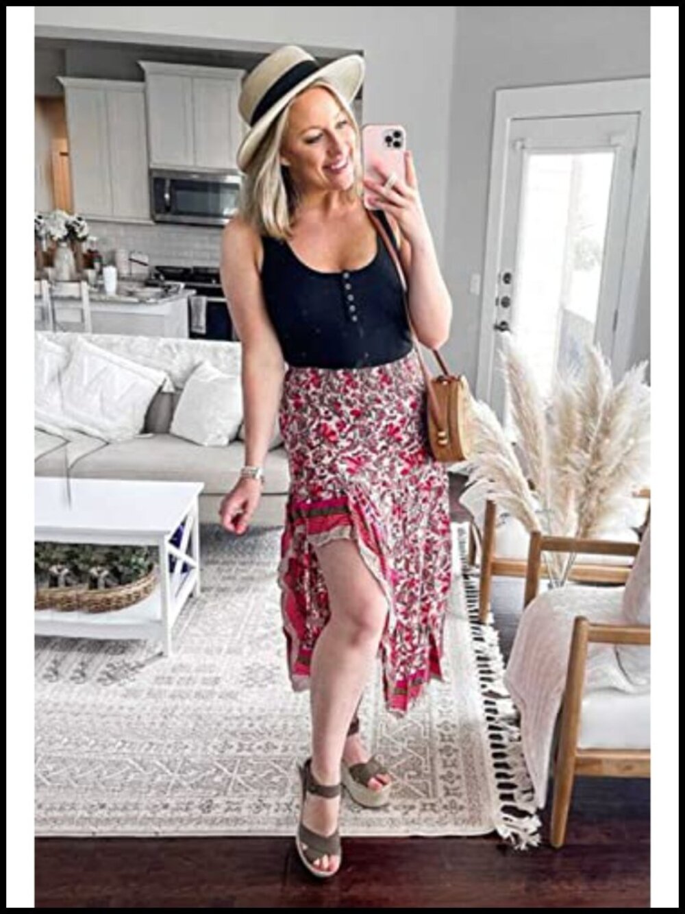 Women's Floral Print High Low Ruffle Maxi Skirt - Elastic Waist - Picture 2 of 6